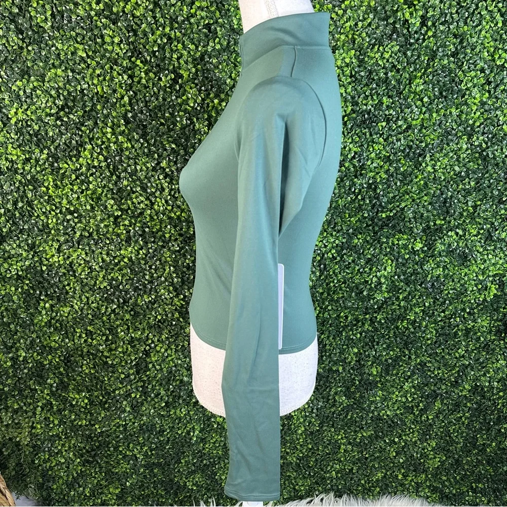 Nwt ALO Softsculpt Precision 1/4‎ Zip Long Sleeve Clover Green